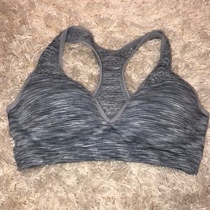 Pink v neck push up sports bra